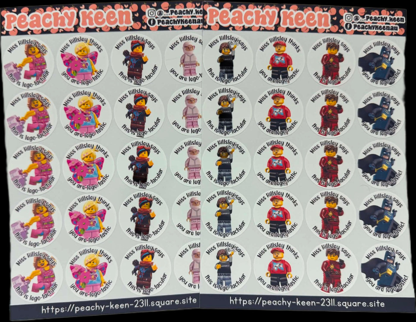 LEGO-themed teacher reward stickers