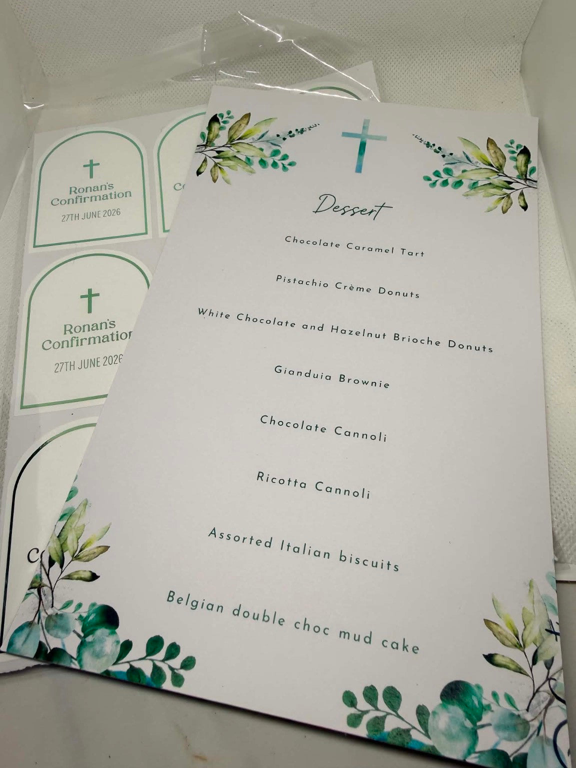 Custom party and event menus