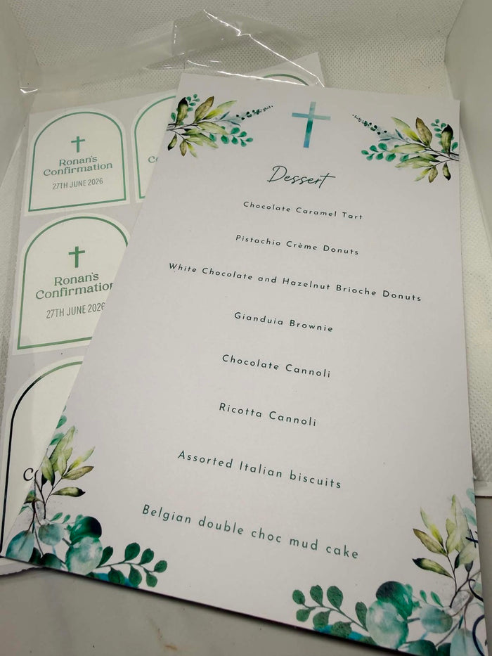 Custom party and event menus