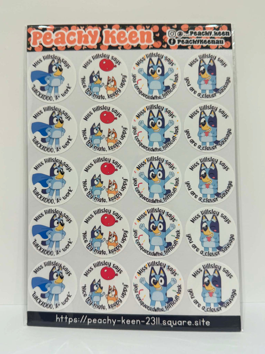 Bluey teacher reward stickers