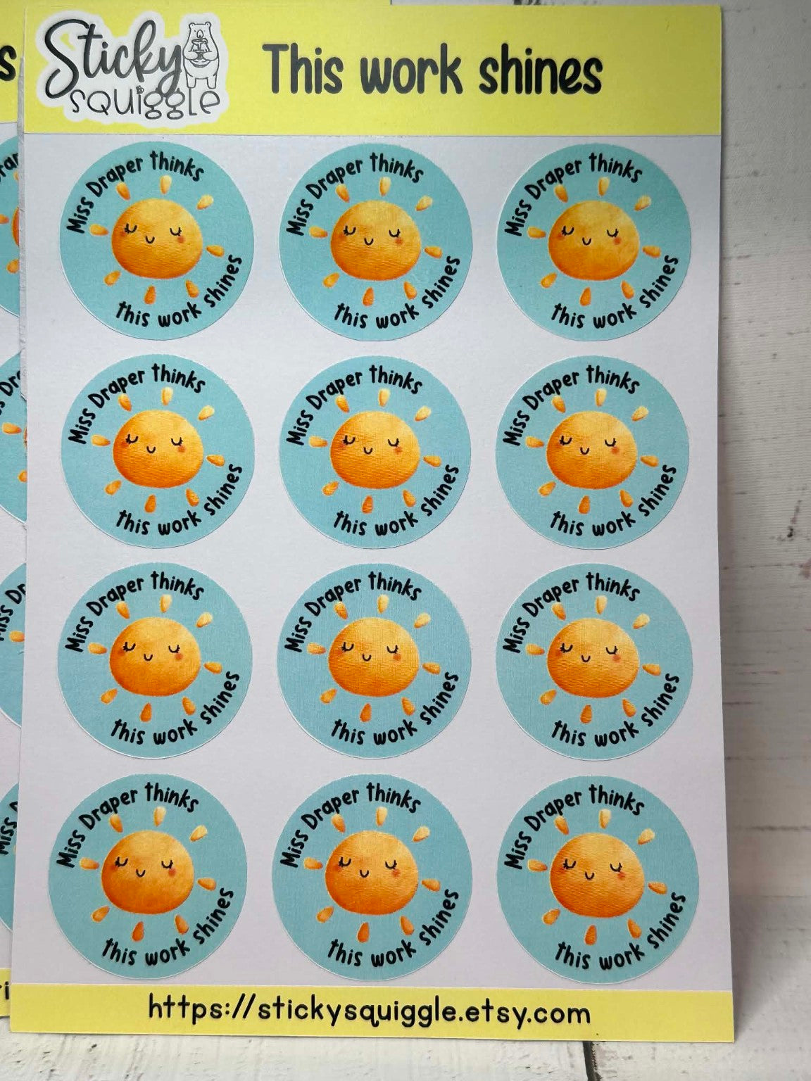 This Work Shines reward stickers